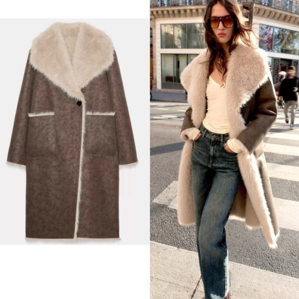 Zara NWT reversible faux fur double faced coat 6318/278 - Picture 3 of 16